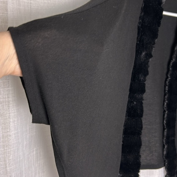 vtg Simply Irresistible,cardigan,women faux fur trim,black,sheer,batwing, L -XL - Picture 9 of 14